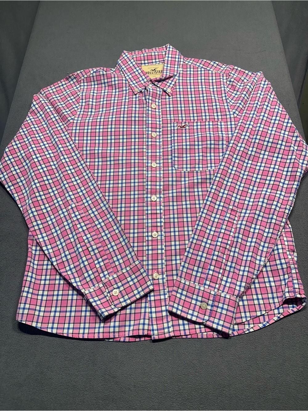 Hollister Pink Plaid Button-Up Shirt